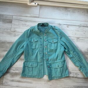 Talbots women’s jacket Aqua Button-Up light Jacket size M denim